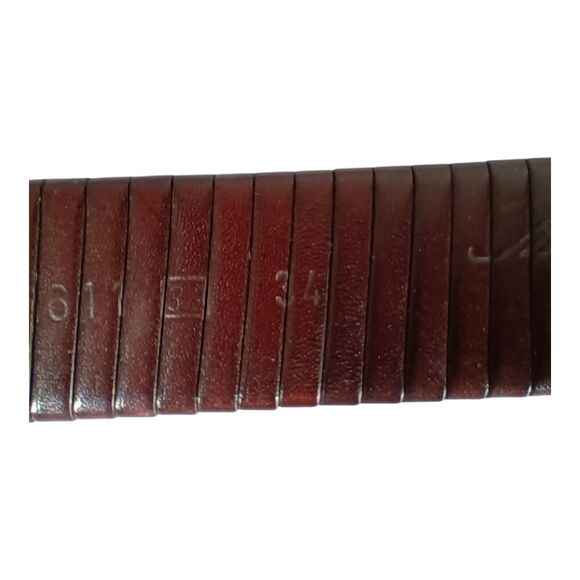 Mezlan Belt Burgundy Brown Vertical Slit Leather Men's 34 - Picture 6 of 9